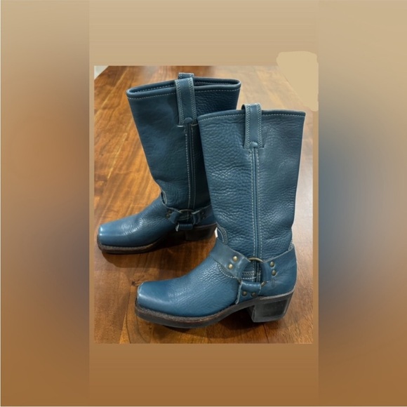 FRYE Rare Harness Teal Blue Boots Biker Motorcycle Moto Size 5.5 - Picture 4 of 12